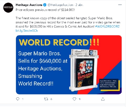 Venden por 660.000 dólares en subasta un videojuego sellado de ‘Super Mario Bros’