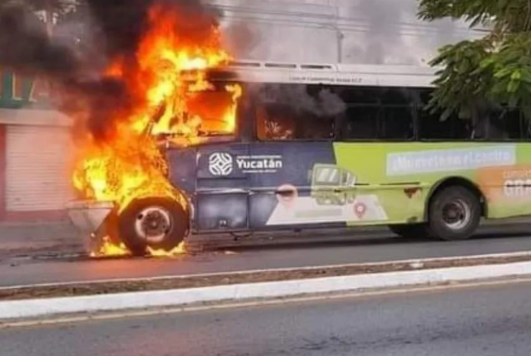 Camión de transporte público se incendia sobre la avenida Itzáes en Mérida