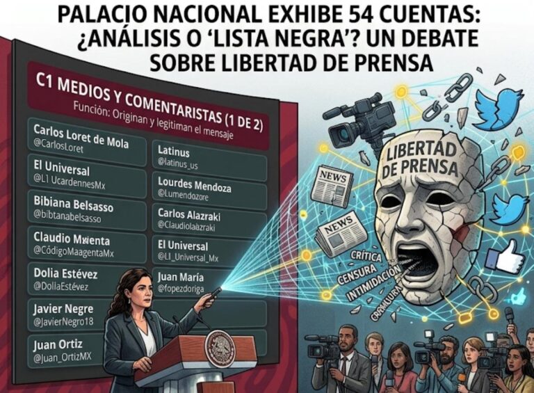Exhibición de 54 cuentas desde Palacio Nacional desata debate sobre libertad de prensa y crítica al Gobierno